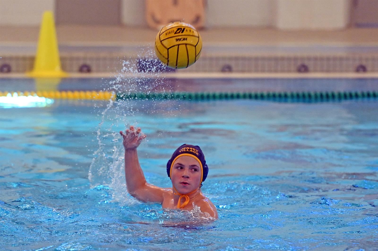 The Jersey Village High School boys’ water polo team defeated Fort Bend Clements, 20-7.